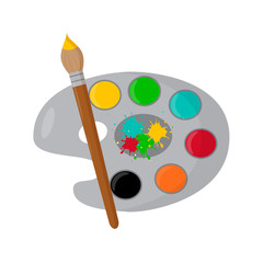 Color palette, paint brush on a white background. Chalkboard. Vector illustration