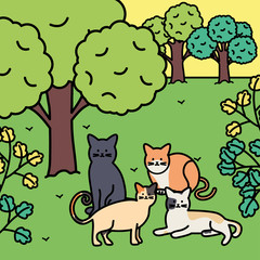 cute cats mascots adorables in the park