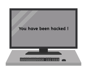  flat monitor with text You have been hacked