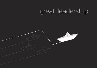 great leadership with folded paper boat