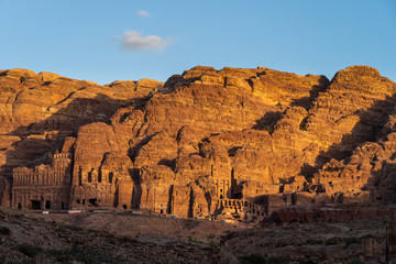 Petra ancient and ruin city of Nabateans kingdom at sunset, Jordan, Middle east
