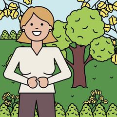 happy young woman in the landscape