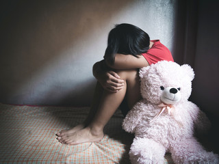 Violence and rape concept,concept photo of sexual assault,traumatized young girl
