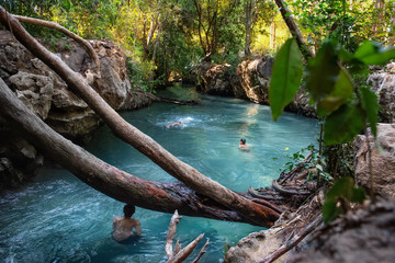 Crystal clear water stream canal. Klong Nam Sai it names at Suratthani. Clear and Clean water...