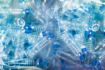 Close-up shot of plastic packaging bottle, not standard size, Recycling campaign concept background
