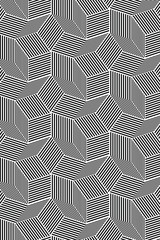 Black and White Pattern with bold lines and geometric shapes forming stylish backdrop. Abstract Seamless linear texture. Geometric background - Vector, illustration