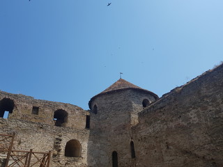 Fortress towers of the medieval ackerman fortress. Belgorod Dnestrovsky, Odessa region, Ukraine