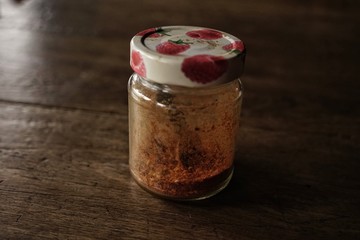 strawberry jam in glass jar
