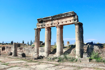 Columns on Frontinus street, Hierapolis, Pamukkale, Turkey