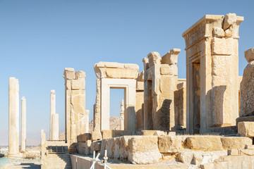 View of ruins of the Tachara Palace in Persepolis, Iran