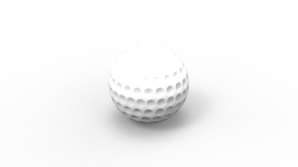 3d rendering of a white golf ball isolated in white studio background