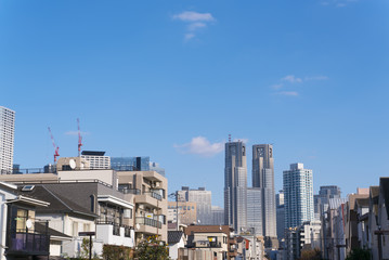 Fototapeta na wymiar 東京　住宅街から望む新宿高層ビル街 