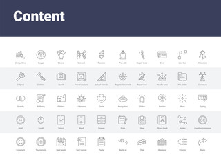 50 content set icons such as reply, priority, weekend, сhat, reply all, paste, text format, next week, thumbnails. simple modern vector icons can be use for web mobile