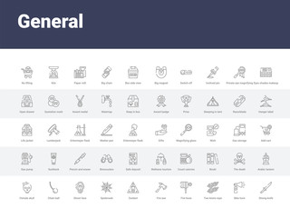 50 general set icons such as strong knife, bike horn, two knots rope, fire hose, fire axe, oxidant, spiderweb, ghost face, chain ball. simple modern vector icons can be use for web mobile