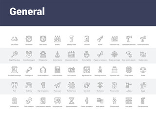 50 general set icons such as fire extinguisher, arm target, circular watch, work agenda, classic wristwatch, vintage hourglass, strongbox door, phone numbers agenda, time metaphor. simple modern