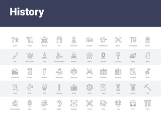 Fototapeta na wymiar 50 history set icons such as pillars, cart, face, stone, sword, old paper, egypt, fossil, vase. simple modern vector icons can be use for web mobile