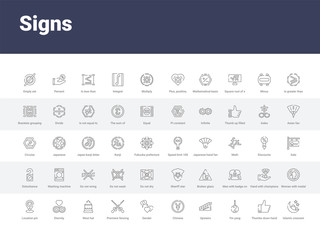 50 signs set icons such as islamic crescent with small star, thumbs down hand, yin yang, upstairs, chinese, gender, premiere fencing, wool hat, eternity. simple modern vector icons can be use for