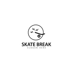 Skateboard Break Logo Design Icon