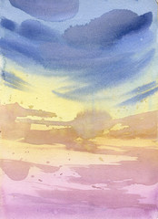 Watercolor sky, sketch, background, illustration - 277476802