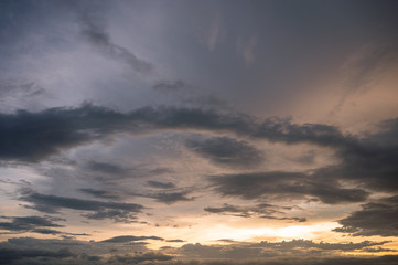 Beautiful clouds in the blue sky at sunset