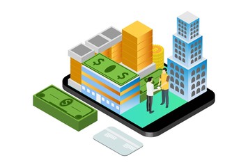 Modern Isometric Smart Financial Technology, Suitable for Diagrams, Infographics, Illustration, And Other Graphic Related Assets
