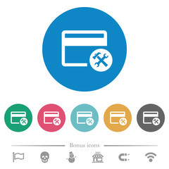 Credit card tools flat round icons