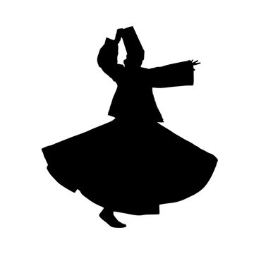 black silhouette whirling dervish clip art preview
