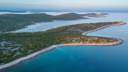Obraz premium sailboats anchoring in beautiful bay, Vela Stupica, Croatia