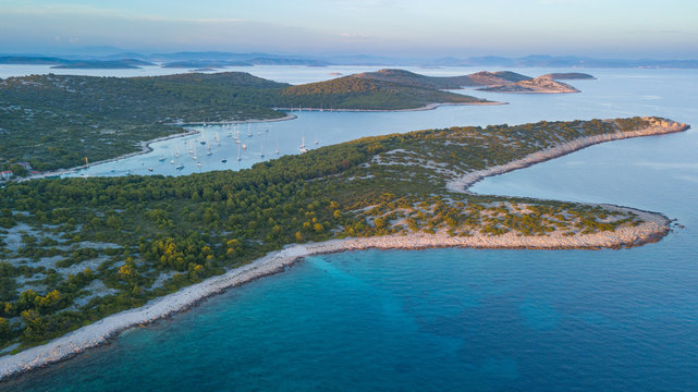 sailboats anchoring in beautiful bay, Vela Stupica, Croatia
