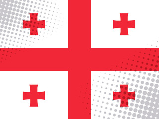 Obraz premium Vector image of the flag of Georgia with a dot texture in the style of comics