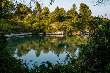 Fototapeta na wymiar beautiful hidden bay in Trpanj, Dalmatia, Croatia; Peljesac peninsula