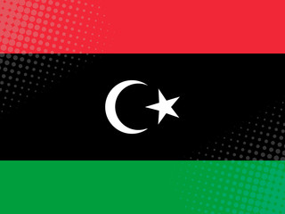 Vector image of the flag of Libya with a dot texture in the style of comics