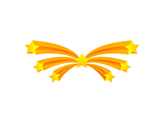 Salute of seven stars flying in an arc. Vector illustration on white background.