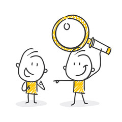 Strichfiguren / Strichmännchen: Lupe, Suche. (Nr. 404)	