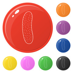 Line style cucumber icons set 8 colors isolated on white. Collection of glossy round colorful buttons. Vector illustration for any design.