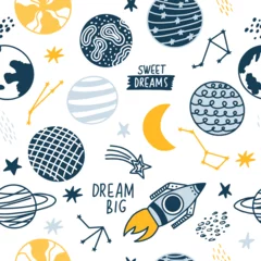 Door stickers Cosmos Seamless pattern of space elements