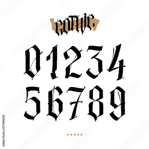 The numbers are in the Gothic style. Symbols isolated on