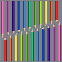 Slanting Two-side Line of Colorful Realistic Pencils.