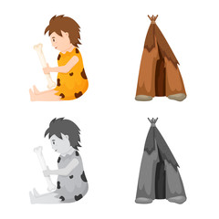 Vector illustration of evolution and neolithic logo. Collection of evolution and primeval stock vector illustration.