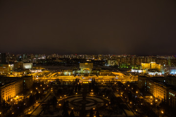 Fototapeta na wymiar Night views of the library of Moscow State University from a bird's eye view