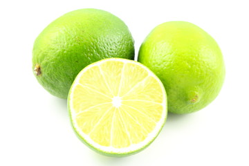 fresh lime fruits isolated on a white background