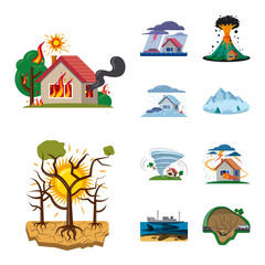 Vector illustration of natural and disaster logo. Collection of natural and risk stock vector illustration.