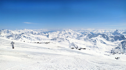 Fototapeta na wymiar Landscape of beautiful slopes of the Caucasus Mountains, Elbrus