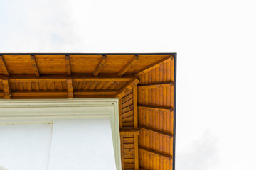 detail of roof wood fascia with copy space