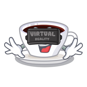 Virtual reality latte macchiato in the cartoos shape
