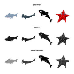 Isolated object of sea and animal sign. Set of sea and marine vector icon for stock.