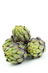 Obraz premium globe artichokes isolated on white copy space