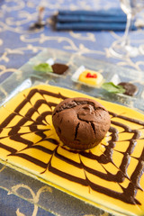 Muffin with chocolate and cream 