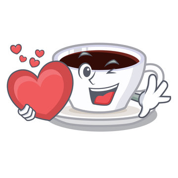 With heart latte macchiato in the cartoos shape