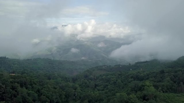 Fly over the beautiful mountain Pha mee at Chiangrai in the north of Thailand